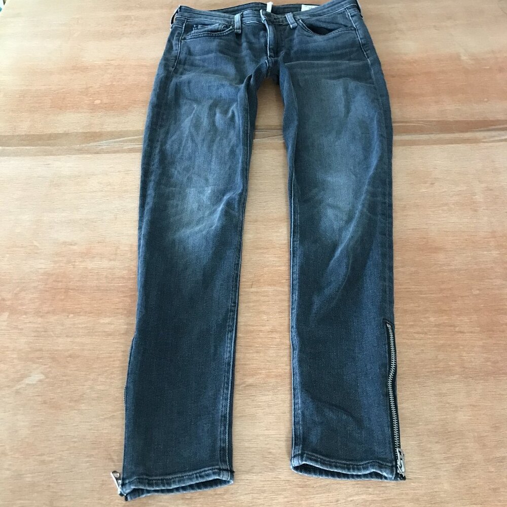 rag & bone Women's Dark Gray Skinny Jeans with Ankle Zipper